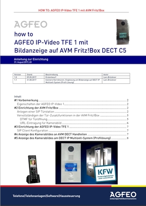 AGFEO IP-Video TFE als Türstation für die AVM FritzBox Serie inkl. Bildanzeige an DECT