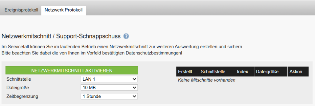 Screenshot Netzwerkmitschnitt AGFEO PBX Anlage