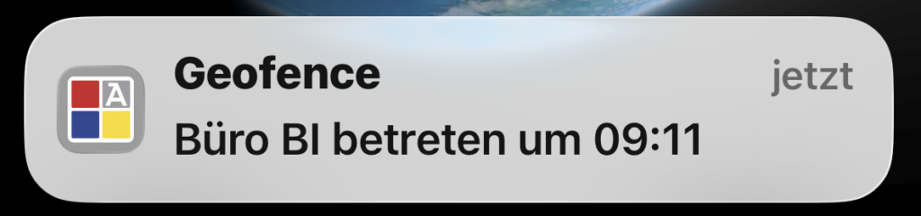 Screenshot AGFEO Dashboard 2 App - Geofencing Benachrichtigung Push-Nachricht bei Aktion auslösen