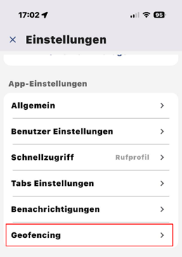 Screenshot AGFEO Dashbard 2 App Einrichtung Geofencing Funktion iOS 