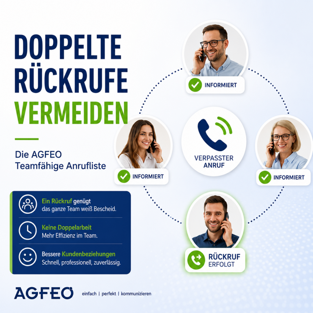 Doppelte Rückrufe vermeiden. Durch AGFEOs teamfähige globale Anruflistenfunktion