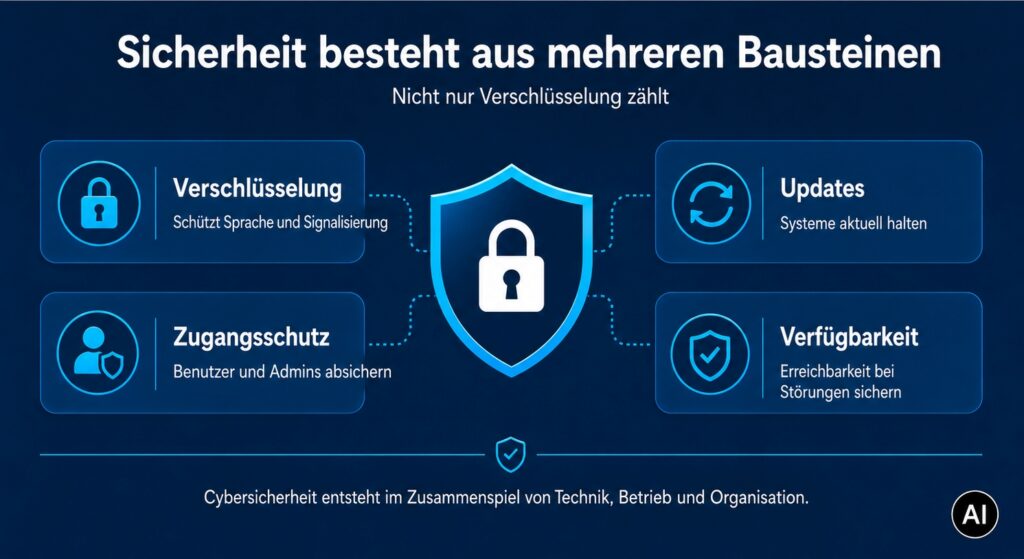 KI erstellt - NIS2 im Unternehmensalltag. AGFEO Telefonanlage. Sicherheit besteht aus mehreren Bausteinen