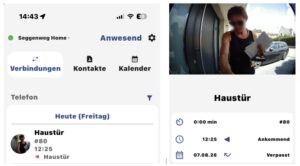 Bildanzeige der AGFEO Dashboard APP mit Detailansicht der Türklingel-Kamera